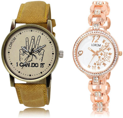 

LOREM Watch-30-210 COMBO White & Grey Round Boy's & Girl's Metal Bracelet & Leather Watch - For Men & Women