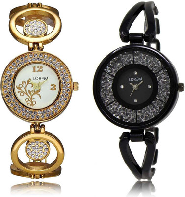 

LOREM OM-204-211 Designer Multicolor Round Girl's Metal Bracelet Watch - For Women