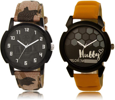 LOREM 3-32 COMBO Black Round Boy's Leather Watch - For Men