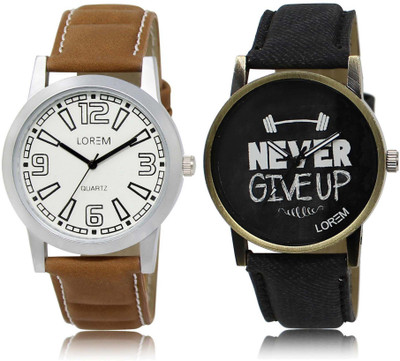 

LOREM watch15-27 Designer Black & White Round Boy's Leather Watch - For Men