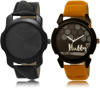 LOREM Watch-22-32 COMBO Black Round Boy's Leather Watch - For Men