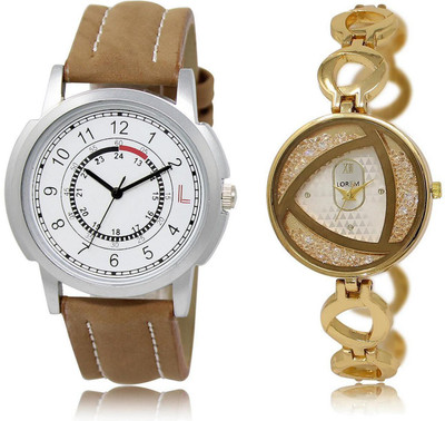 

LOREM Watch-17-239 COMBO Silver & White Round Boy's & Girl's Metal Bracelet & Leather Watch - For Men & Women