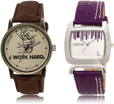 

LOREM Watch-29-207 COMBO White & Grey Round Boy's & Girl's Leather Watch - For Men & Women