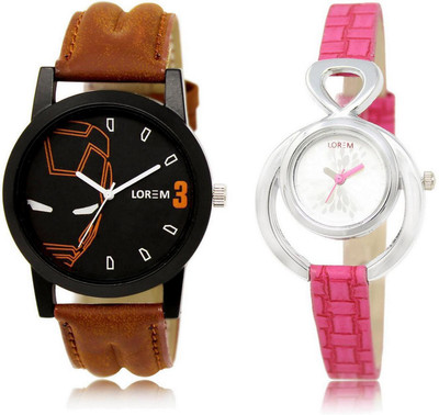 

LOREM Watch-4-205 COMBO Silver & Black Round Boy's & Girl's Leather Watch - For Men & Women