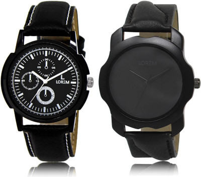 

LOREM Watch-13-22 COMBO Black Round Boy's Leather Watch - For Men