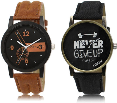 

LOREM WATCH-1-27 COMBO Black Round Boy's Leather Watch - For Men