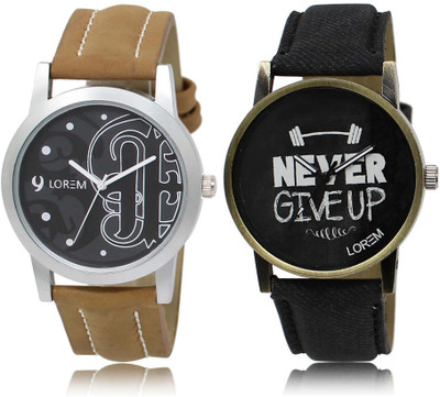 

LOREM SR-14-27 Attractive Black Round Boy's Leather Watch - For Men