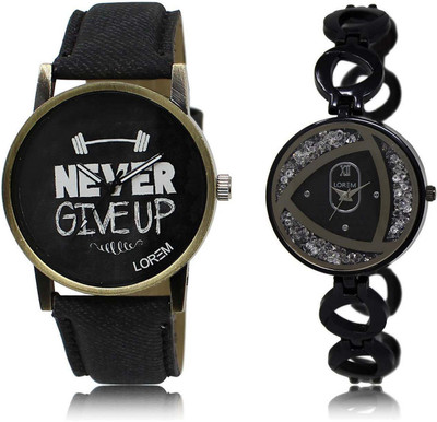 

LOREM Watch-27-237 Designer Silver & Black Round Boy's & Girl's Metal Bracelet & Leather Watch - For Men & Women