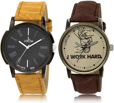 

LOREM FZ-19-29 COMBO Grey & Black Round Boy's Leather Watch - For Men