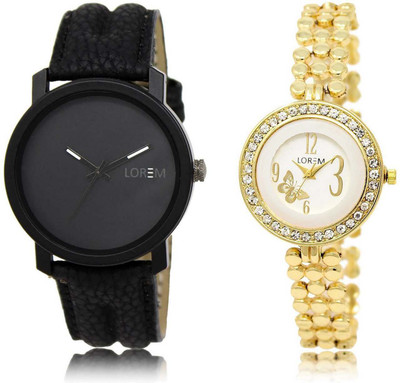 

LOREM SR-21-203 Attractive Multicolor Round Boy's & Girl's Metal Bracelet & Leather Watch - For Men & Women