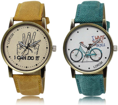 

LOREM SR-30-229 Attractive White & Grey Round Boy's & Girl's Leather Watch - For Men & Women