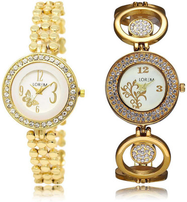 

LOREM OM-203-204 Designer Multicolor Round Girl's Metal Bracelet Watch - For Women