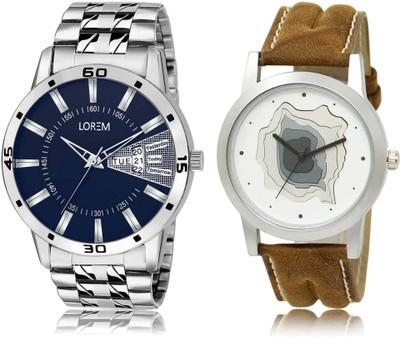 

LOREM Watch-9-102 Attractive White & Blue Round Boy's Leather & Metal Bracelet Hybrid Watch - For Men