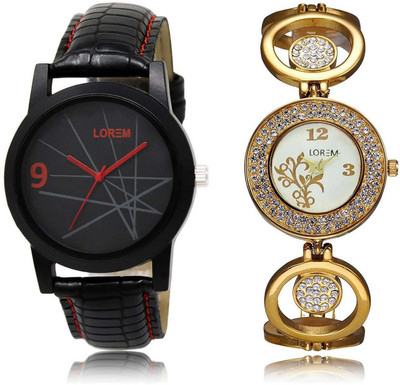 

LOREM watch-8-204 Designer Multicolor Round Boy's & Girl's Metal Bracelet & Leather Watch - For Men