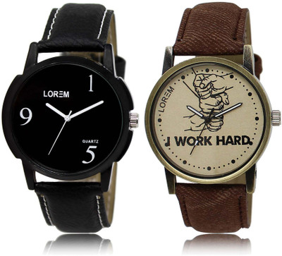 

LOREM watch6-29 Designer Grey & Black Round Boy's Leather Watch - For Men