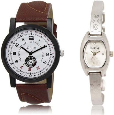 

LOREM watch-11-219 Designer Multicolor Contemporary & Round Boy's & Girl's Metal Bracelet & Leather Watch - For Men & Women