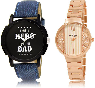 

LOREM Watch-7-217 COMBO White & Black Round Boy's & Girl's Metal Bracelet & Leather Watch - For Men & Women
