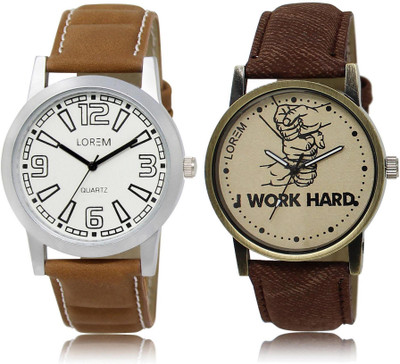 

LOREM FZ-15-29 COMBO Grey & White Round Boy's Leather Watch - For Men