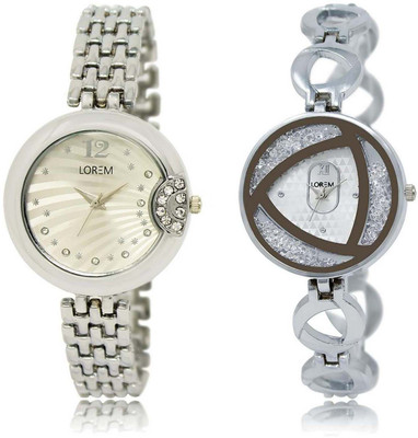 

LOREM OM-227-240 Designer White Round Girl's Metal Bracelet Watch - For Women