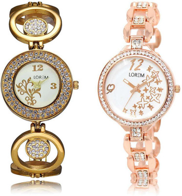 

LOREM watch204-210 Designer Multicolor Round Girl's Metal Bracelet Watch - For Women