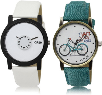 

LOREM Watch-26-229 COMBO White Round Boy's & Girl's Leather Watch - For Men & Women