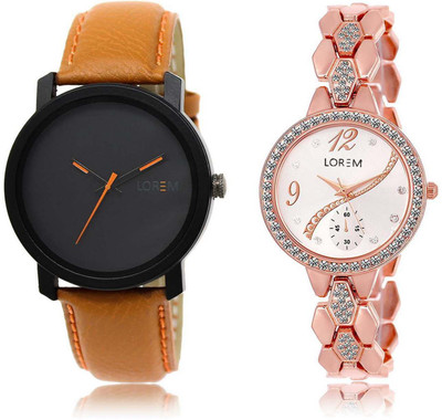 

LOREM SR-20-215 Attractive Silver & Black Round Boy's & Girl's Metal Bracelet & Leather Watch - For Men & Women