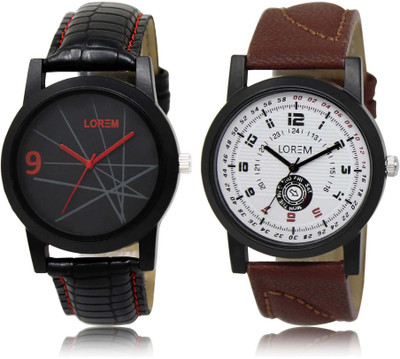 

LOREM SR-8-11 Attractive Multicolor Round Boy's Leather Watch - For Men