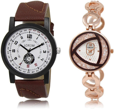 

LOREM watch-11-238 COMBO Multicolor Round Boy's & Girl's Metal Bracelet & Leather Watch - For Men & Women