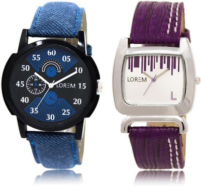 

LOREM FZ-2-207 COMBO White & Black Round Boy's & Girl's Leather Watch - For Men & Women