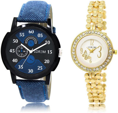 

LOREM FZ-2-203 COMBO Multicolor Round Boy's & Girl's Metal Bracelet & Leather Watch - For Men & Women