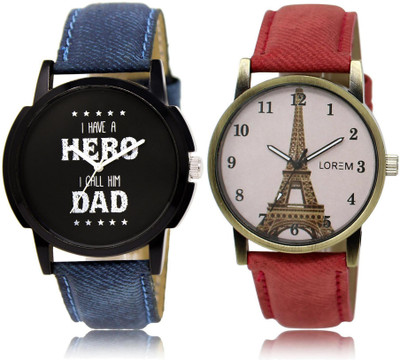 

LOREM 7-230 COMBO White & Black Round Boy's & Girl's Leather Watch - For Men & Women