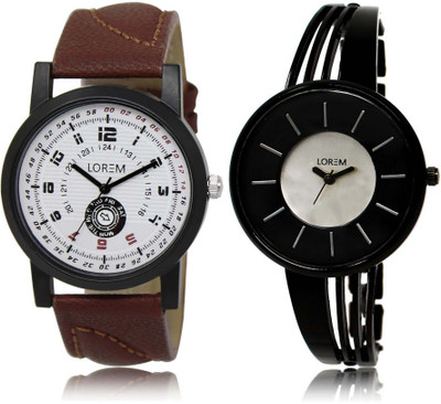 

LOREM Watch-11-212 Designer Multicolor Round Boy's & Girl's Metal Bracelet & Leather Watch - For Men & Women