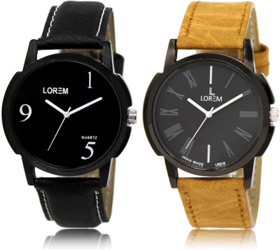 

LOREM watch6-19 COMBO Black Round Boy's Leather Watch - For Men