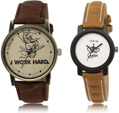 

LOREM watch-29-209 COMBO White & Grey Round Boy's & Girl's Leather Watch - For Men & Women