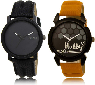 

LOREM SR-21-32 Attractive Black Round Boy's Leather Watch - For Men