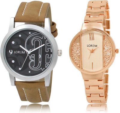 

LOREM watch14-217 Designer White & Black Round Boy's & Girl's Metal Bracelet & Leather Watch - For Men & Women