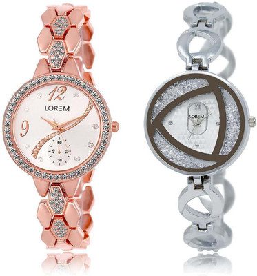 

LOREM SR-215-240 Attractive White Round Girl's Metal Bracelet Watch - For Women