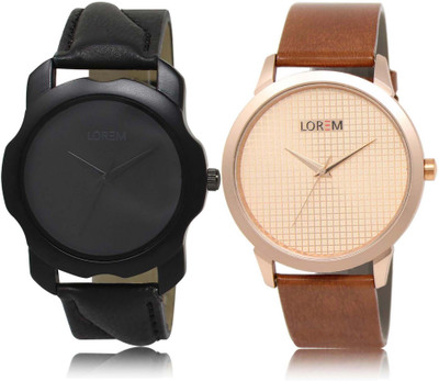 

LOREM Watch-22-34 Designer Rose Gold & Black Round Boy's Leather Watch - For Men