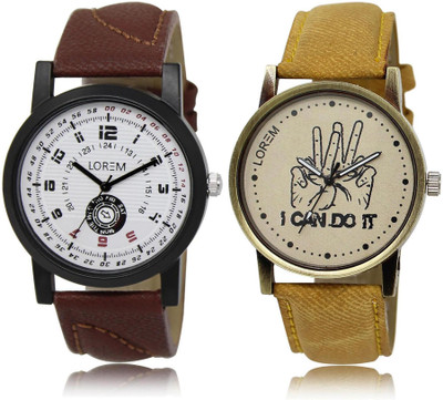 

LOREM watch-11-30 COMBO Multicolor Round Boy's Leather Watch - For Men