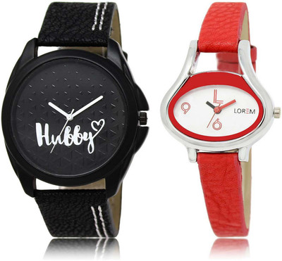 

LOREM SR-31-206 Attractive White & Black Oval & Round Boy's & Girl's Leather Watch - For Men & Women