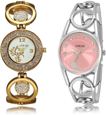 

LOREM SR-204-233 Attractive Multicolor Round Girl's Metal Bracelet Watch - For Women
