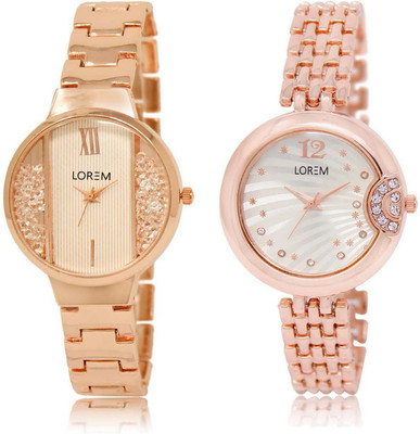 

LOREM OM-217-228 Designer Silver & White Round Girl's Metal Bracelet Watch - For Women