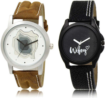 

LOREM watch9-234 Designer Black & White Round Boy's & Girl's Leather Watch - For Men & Women