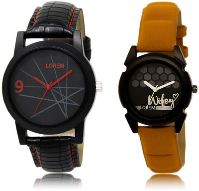 

LOREM SR-8-235 Attractive Black Round Boy's & Girl's Leather Watch - For Men & Women