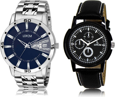 

LOREM OM-13-102 Designer Multicolor Round Boy's Leather & Metal Bracelet Hybrid Watch - For Men