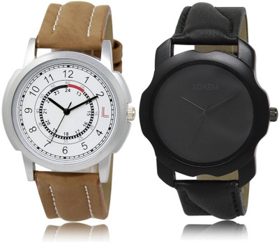 

LOREM Watch-17-22 COMBO Black & White Round Boy's Leather Watch - For Men