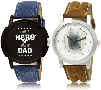 

LOREM OM-7-9 Designer White & Black Round Boy's Leather Watch - For Men
