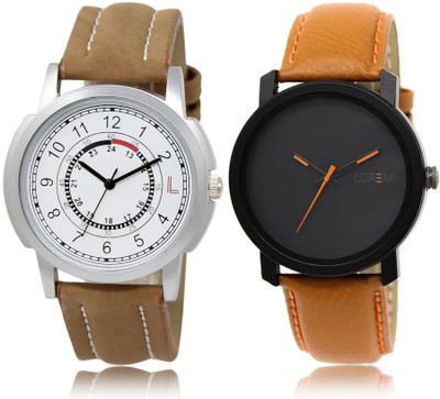 

LOREM Watch-17-20 COMBO Black & White Round Boy's Leather Watch - For Men
