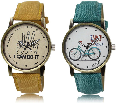 

LOREM OM-30-229 Designer White & Grey Round Boy's & Girl's Leather Watch - For Men & Women