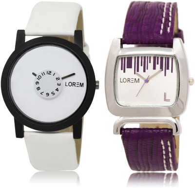 

LOREM watch-26-207 COMBO White Round Boy's & Girl's Leather Watch - For Men & Women